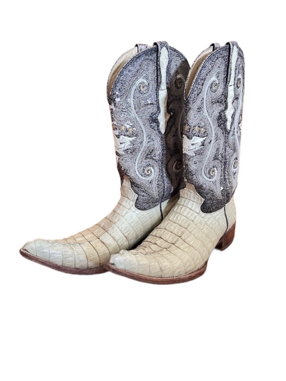 El General 7 RARE Alligator Western Cowboy Boots Pointed Toe